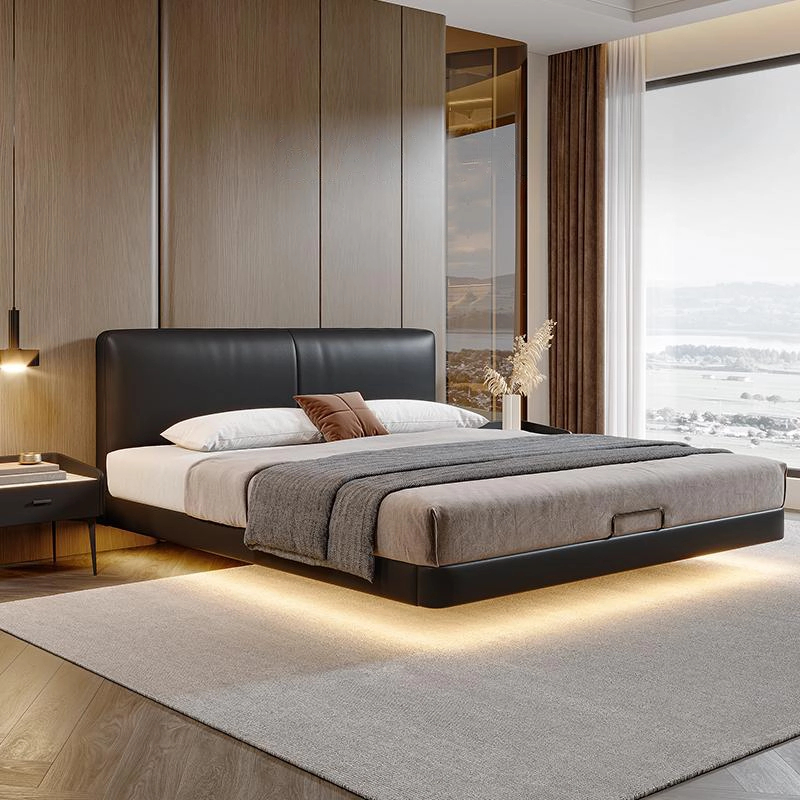 【小香高定】意式极简真皮床大床简约软包床新款婚床【达人】