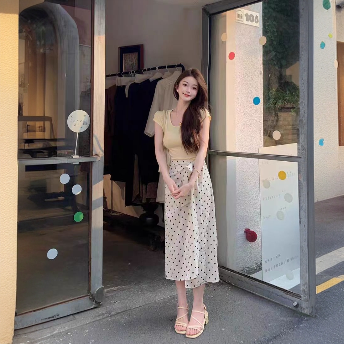 学院休闲风轻熟风时尚套装长款高腰时尚长裙显瘦气质