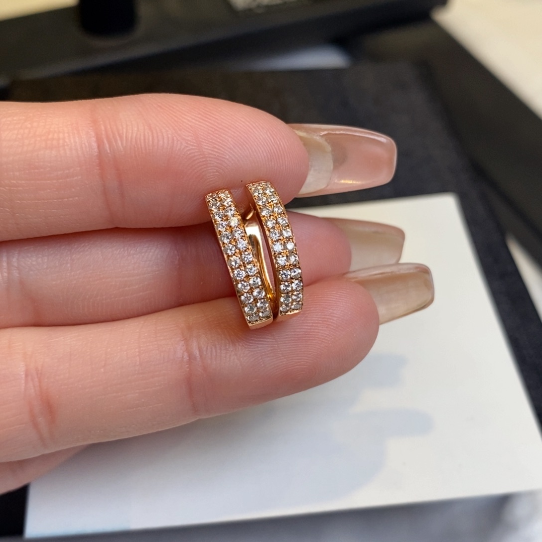 钻石耳饰18K金镶嵌双排耳扣