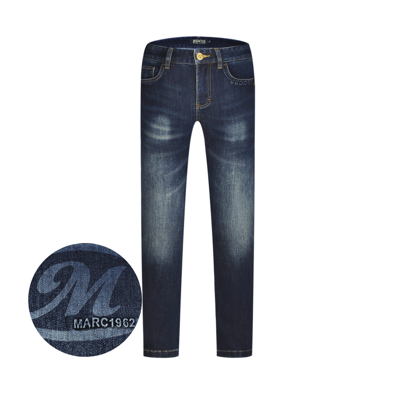 JEDOSS/爵迪斯2025秋冬新款时尚男士字母水印直筒牛仔长裤862
