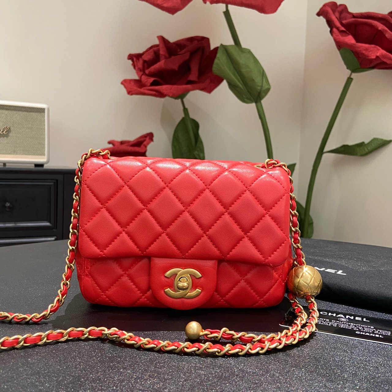 95新 Chanel/香奈儿 【24期免息】红金金球方胖子斜挎包