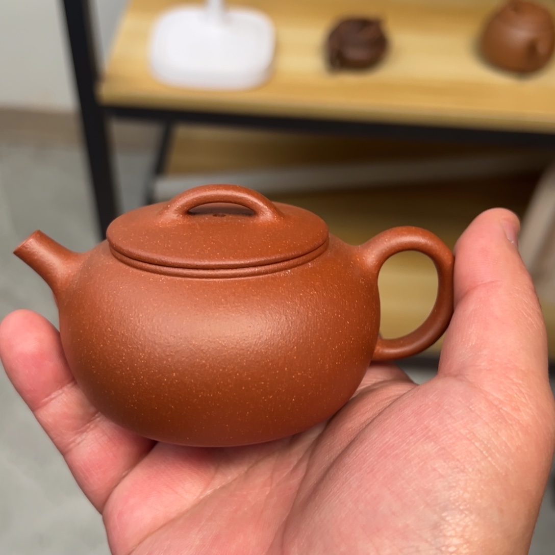 紫砂茶壶130cc红降坡太极鼓