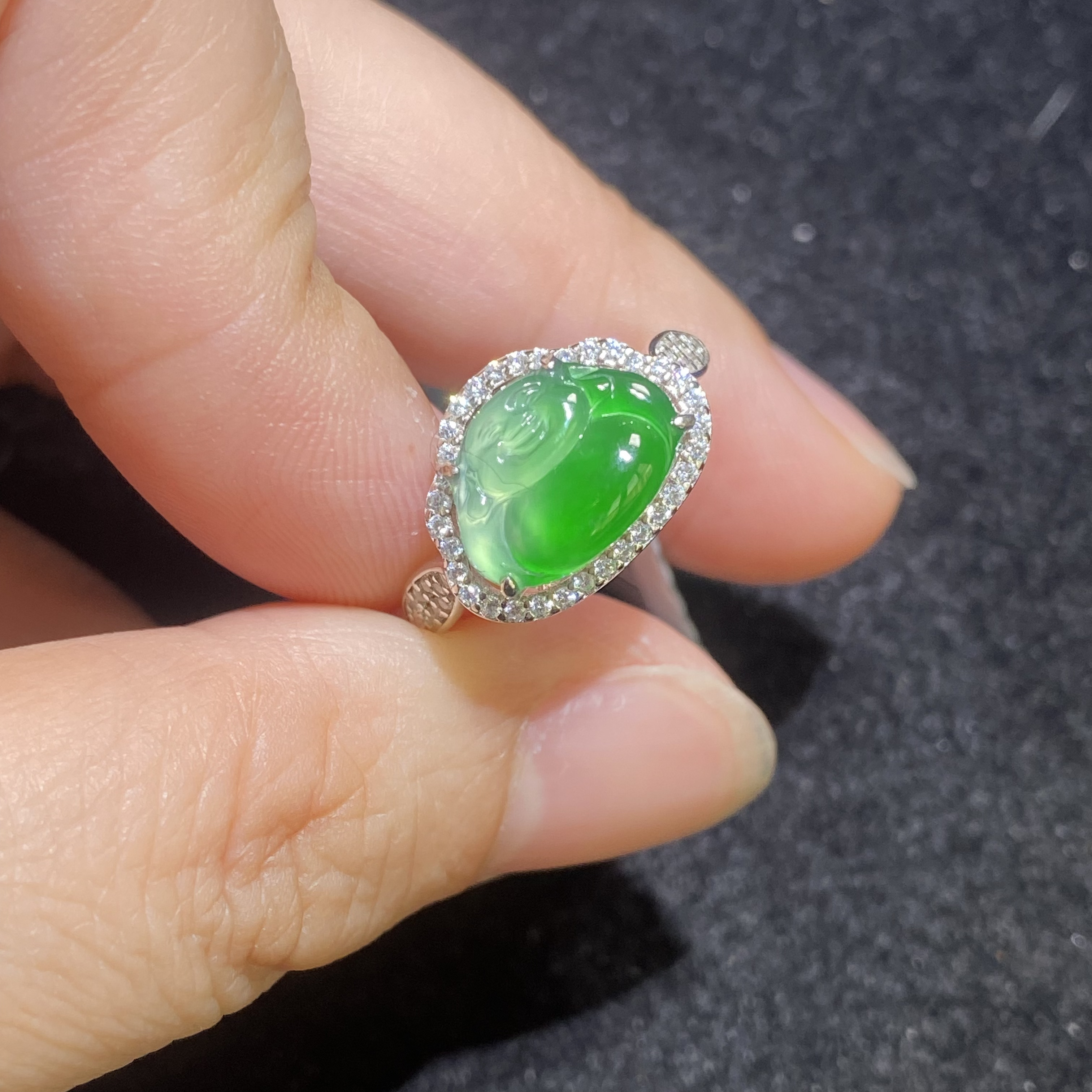 危料专卖天然翡翠a货佛公戒指