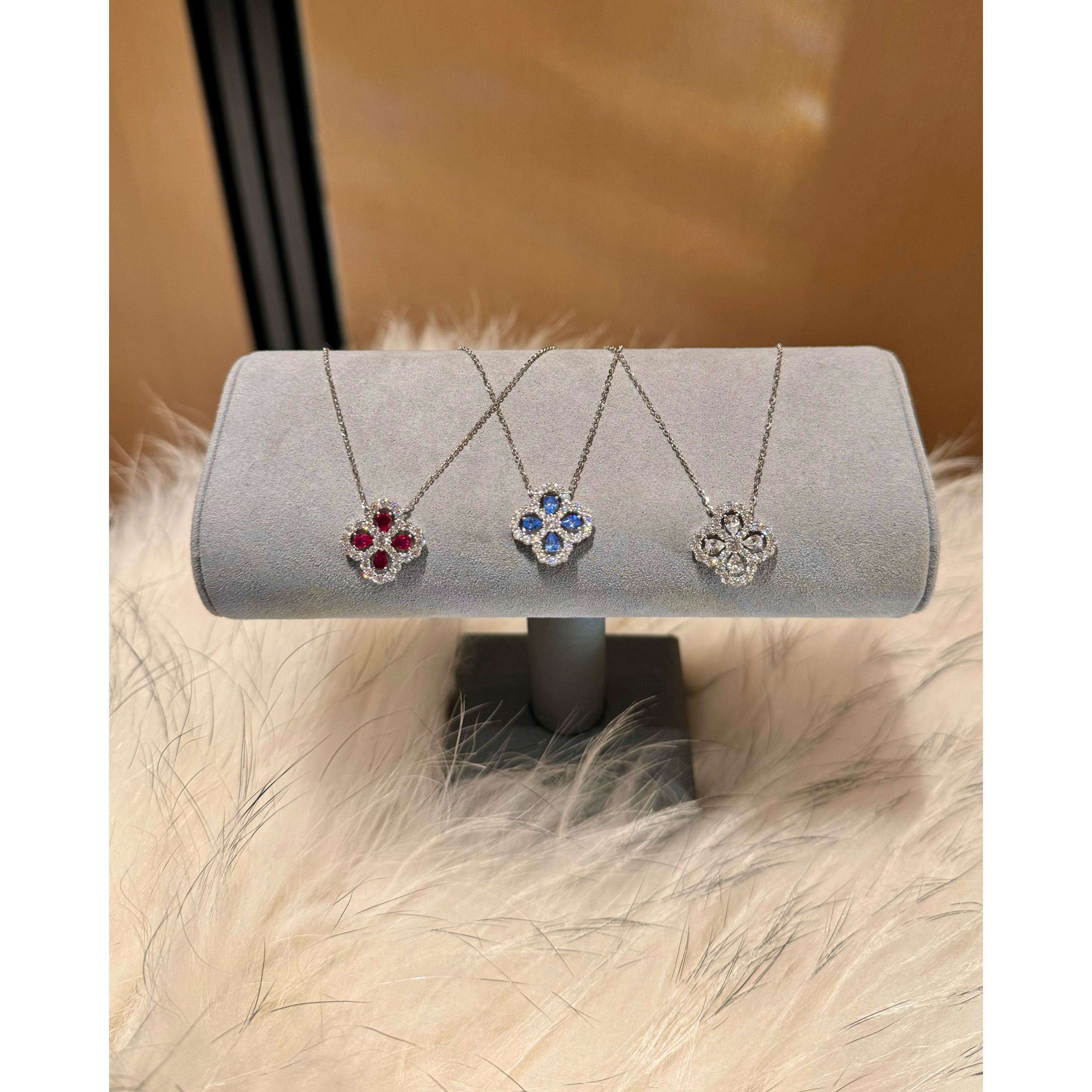 坠链均925银锆石 气质轻奢幸运草项链 P1034