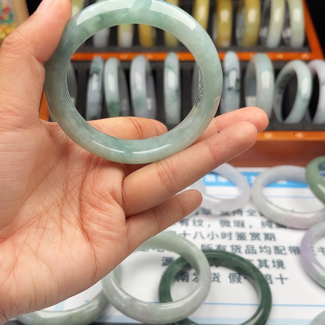 翡翠未镶嵌手镯54-56 22