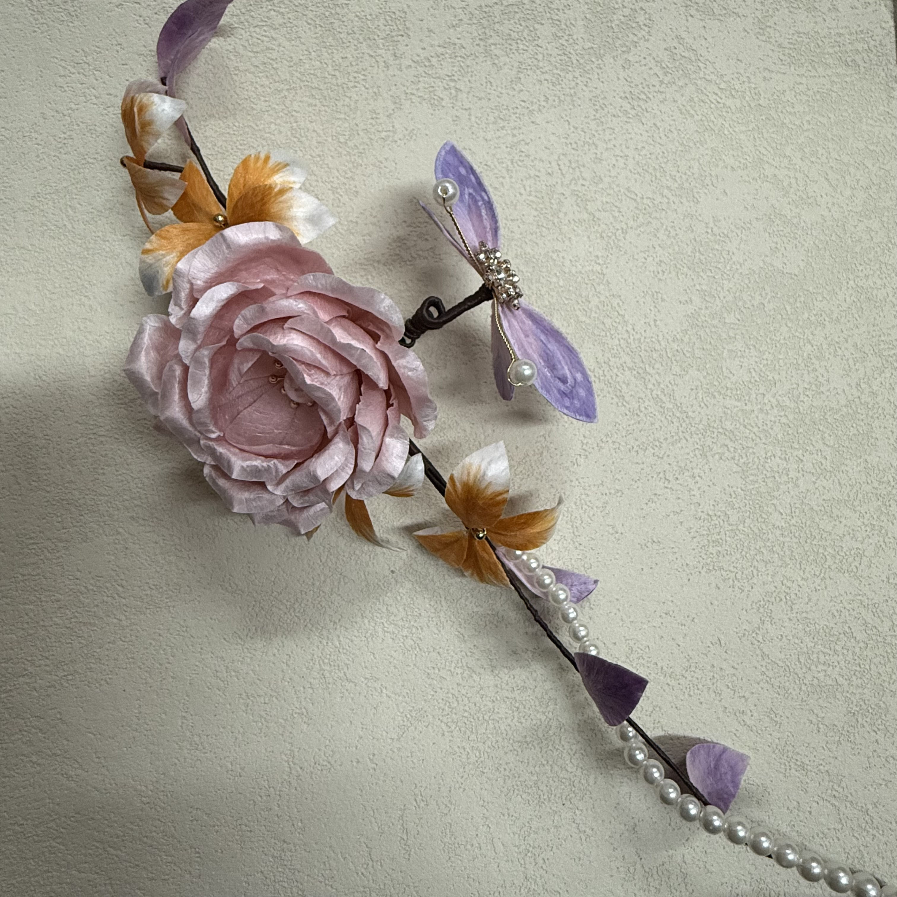 麦光光古风发饰绒花发簪汉服饰品 手工制作默认微瑕 