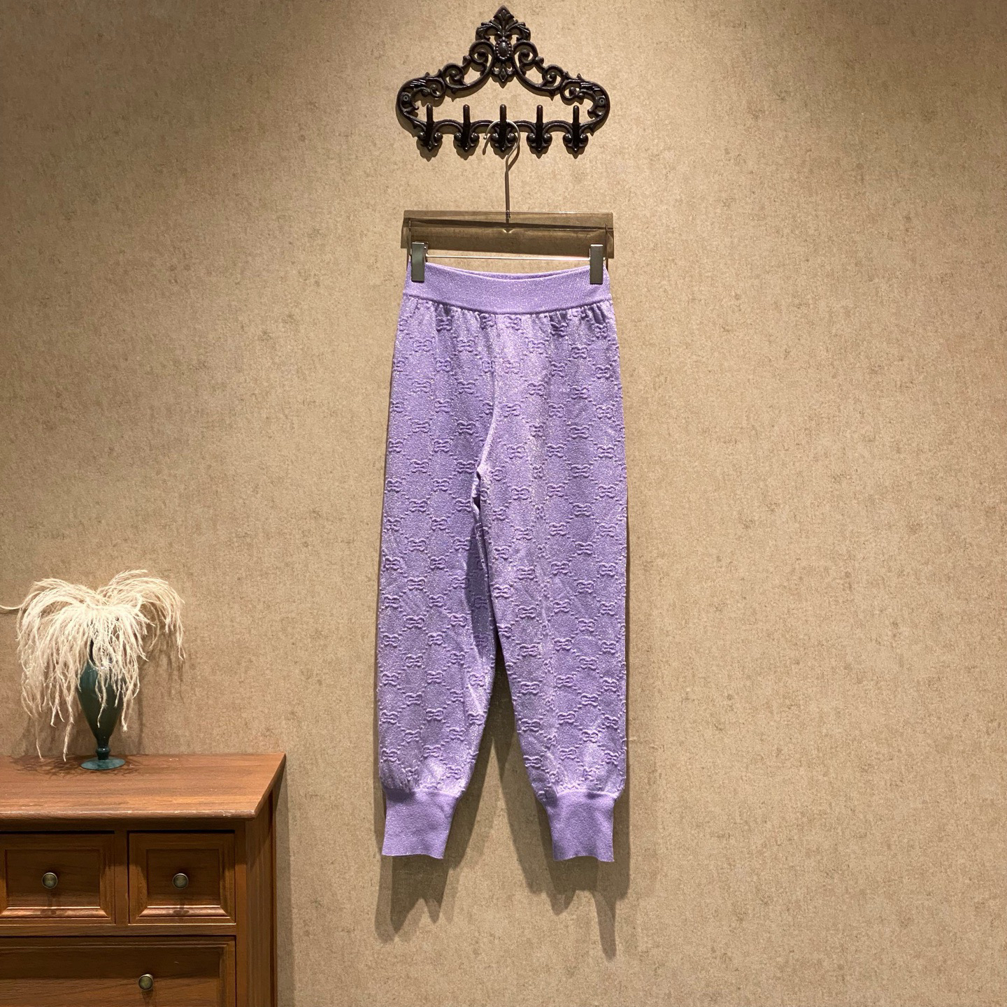 未使用 GUCCI/古驰 Gucci 紫色老花满印针织长裤/xs码/全新/41494