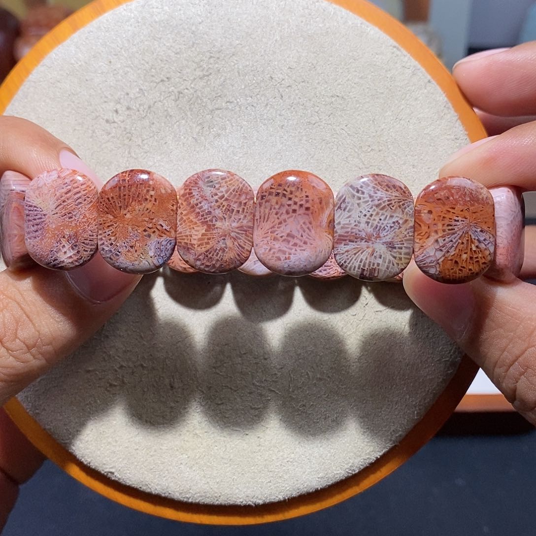 硅化珊瑚（珊瑚玉）手串未镶嵌紫红色凤尾20