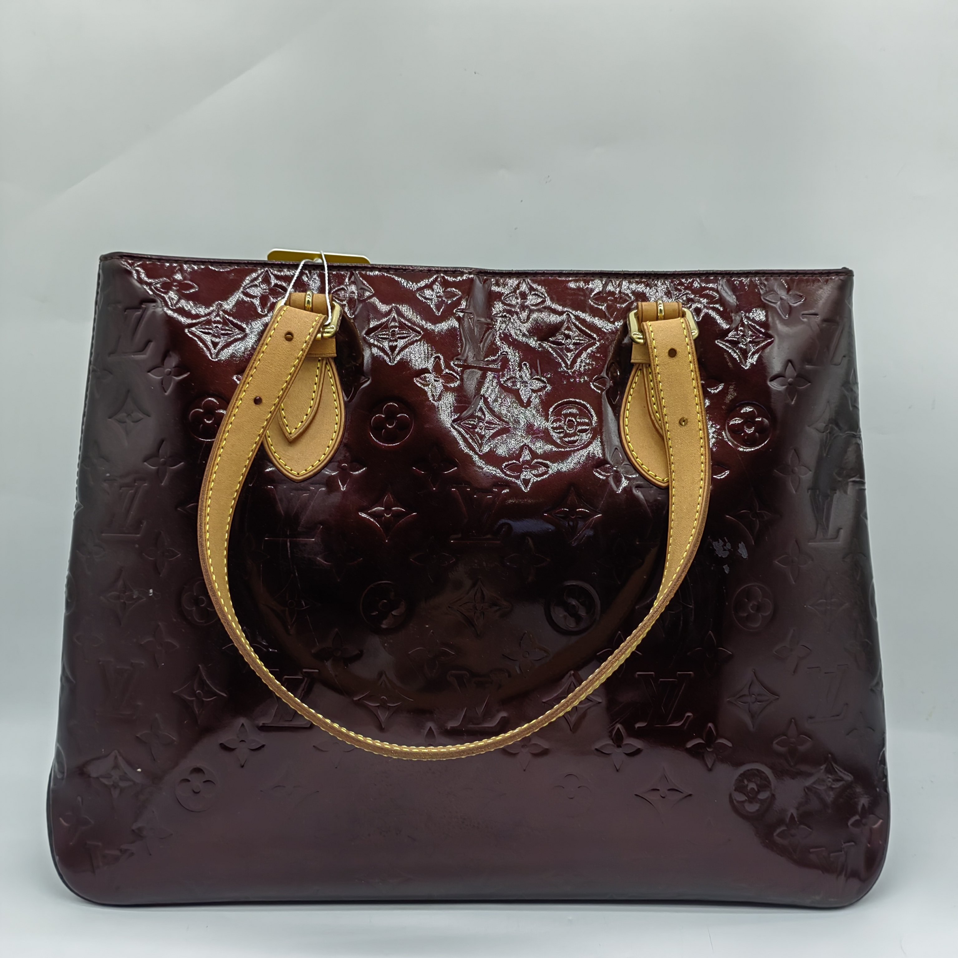 95新 LouisVuitton/路易威登 酒红色漆皮手提包 1600 1046