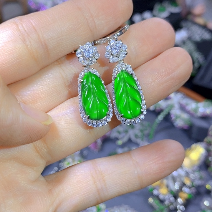 翡翠戒指银S925镶嵌天然翡翠