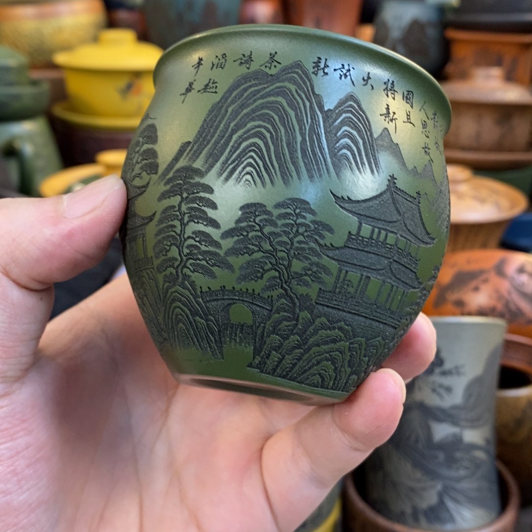 紫砂杯子宜兴全手工紫砂杯