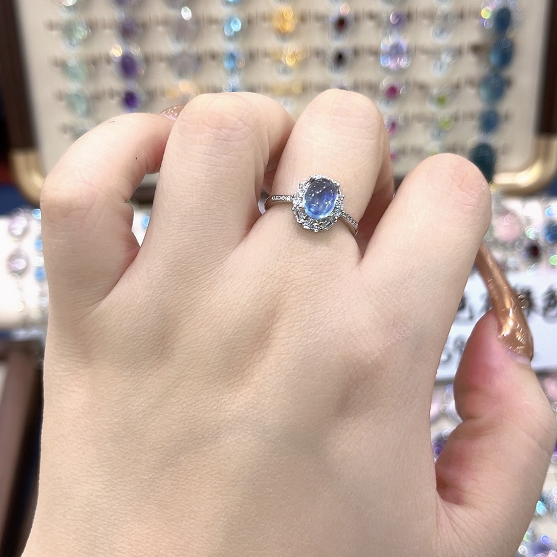 烟晶戒指银S925镶嵌