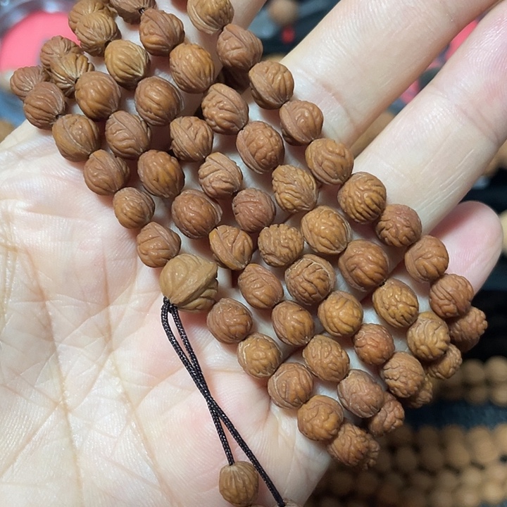 野***野桃核把件小金豆脖挂0.7小尺寸128颗