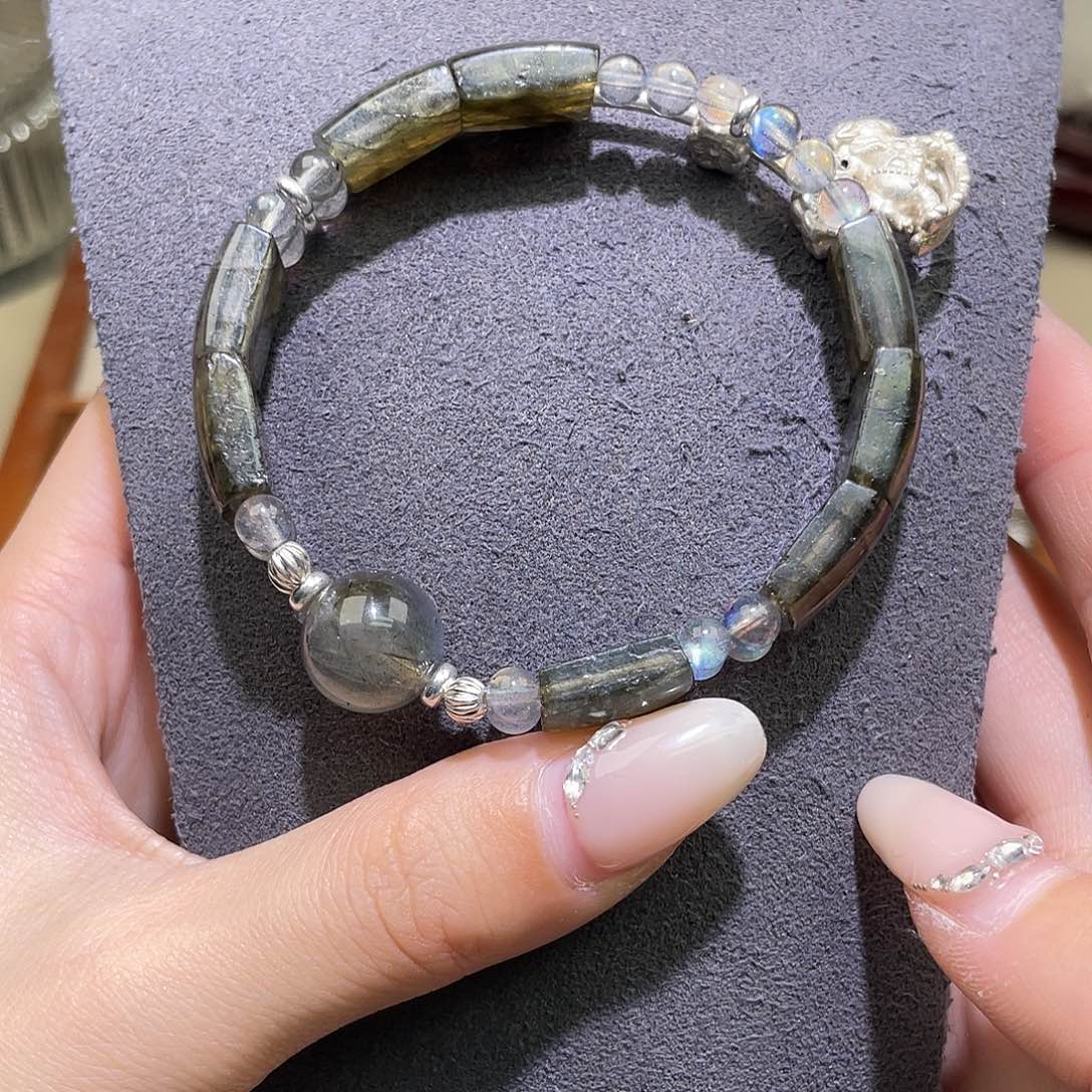 长石未镶嵌手链灰月光