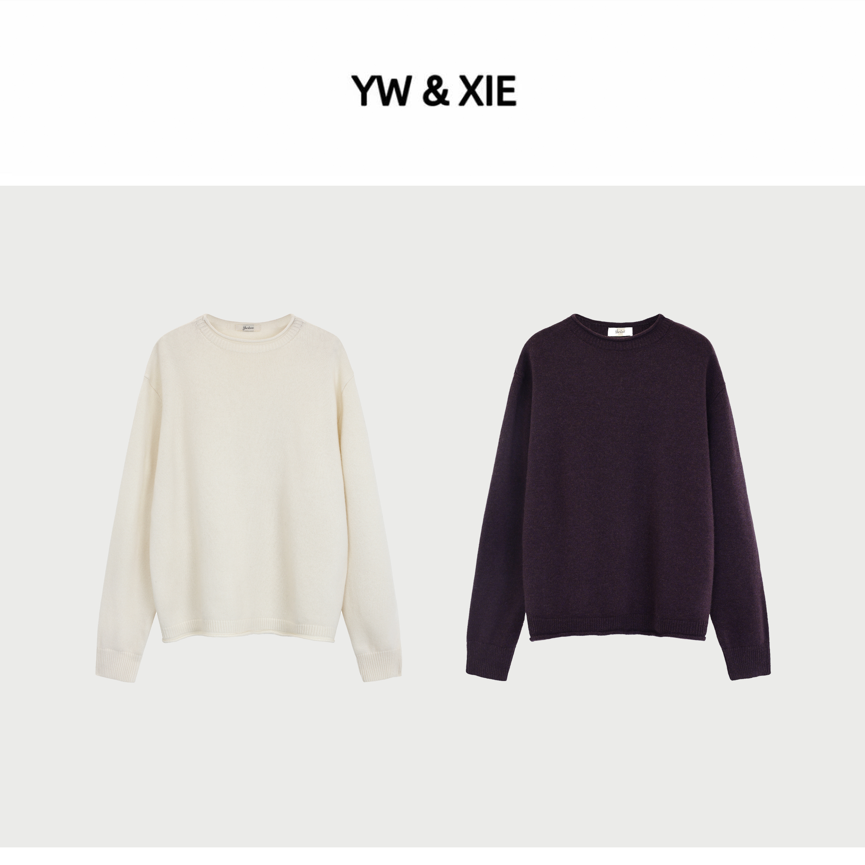 YW&XIE「多米」"100%绵羊毛"<010>极简风百搭套头针织毛衫宽松毛衣