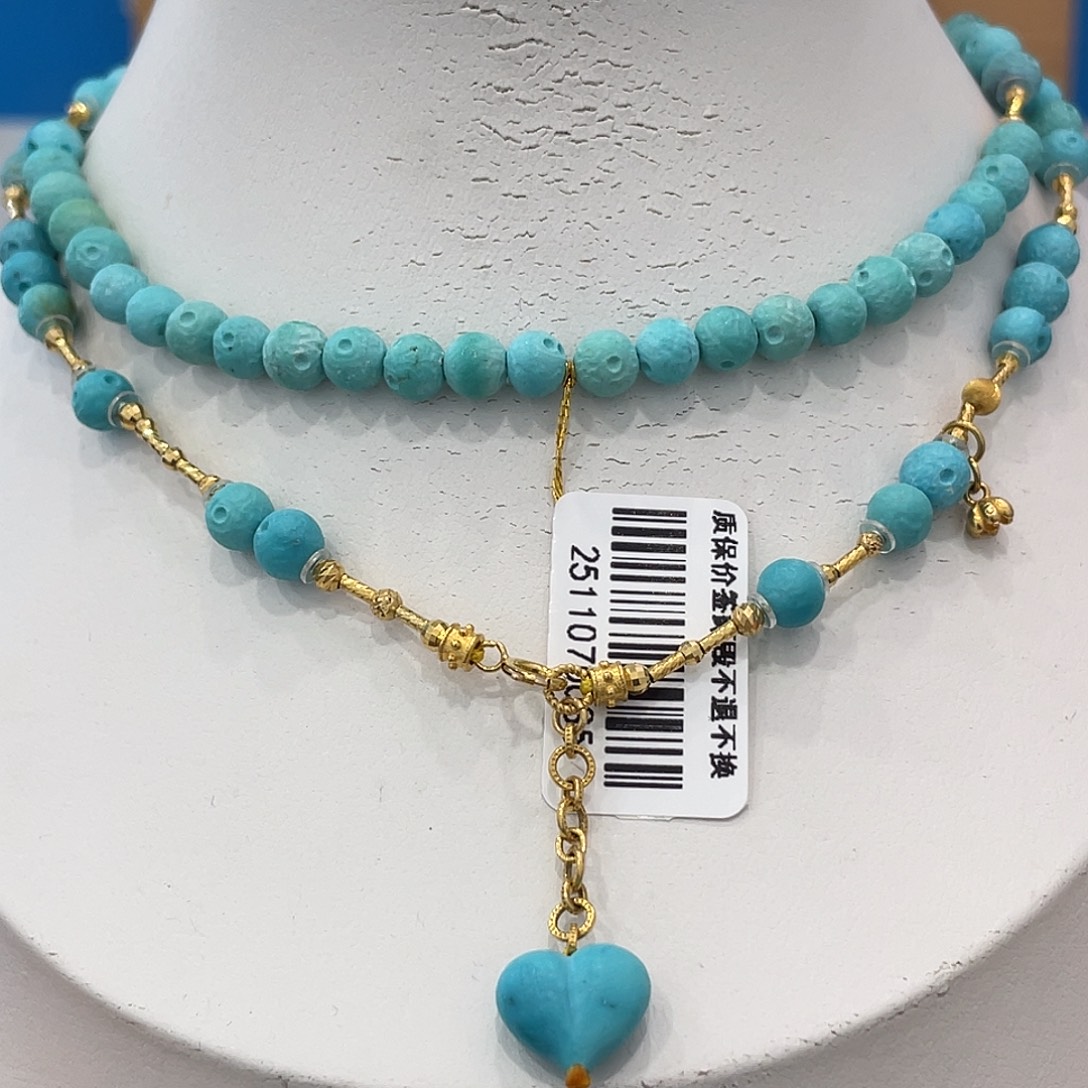 绿松石18K金镶嵌珠宝奇石