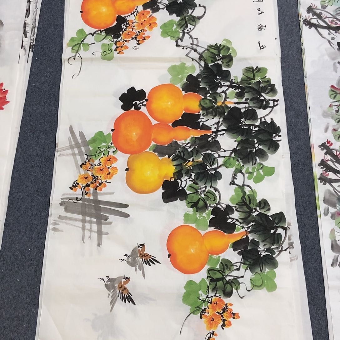 国画四尺葫芦一副