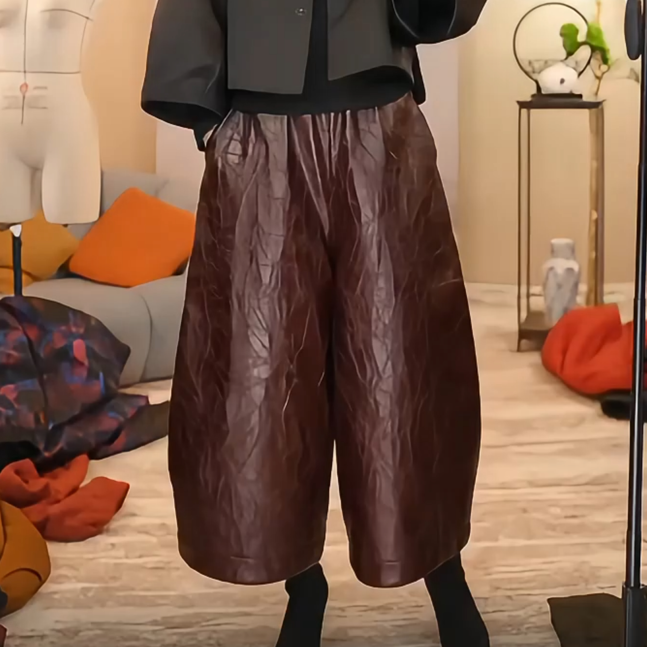 [922pu]2025新款时尚中式风百搭时尚花苞裤女新款洋气百搭女装