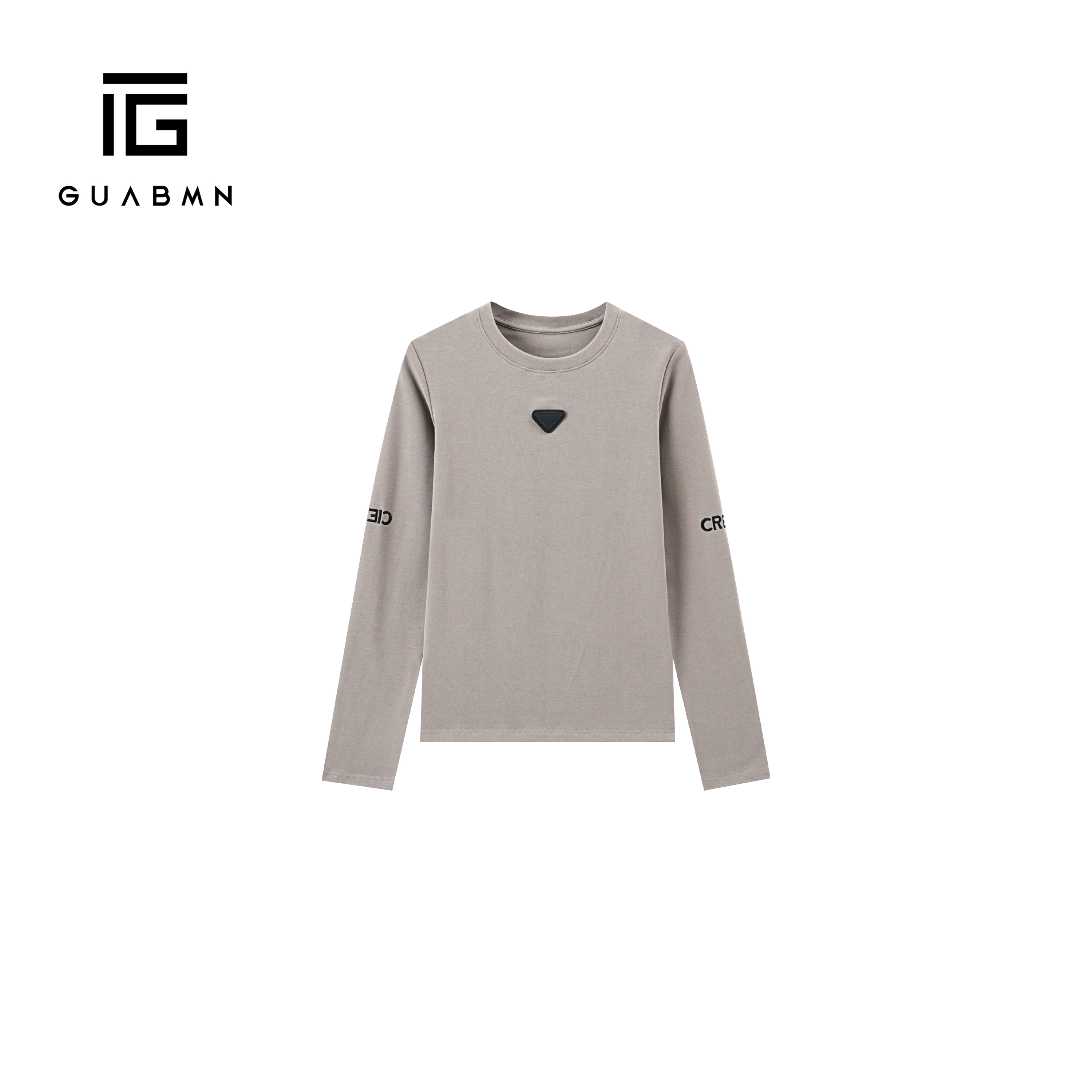 GUABMN2025年冬季新款字母刺绣打底衫长袖百搭印花圆领长袖T恤190