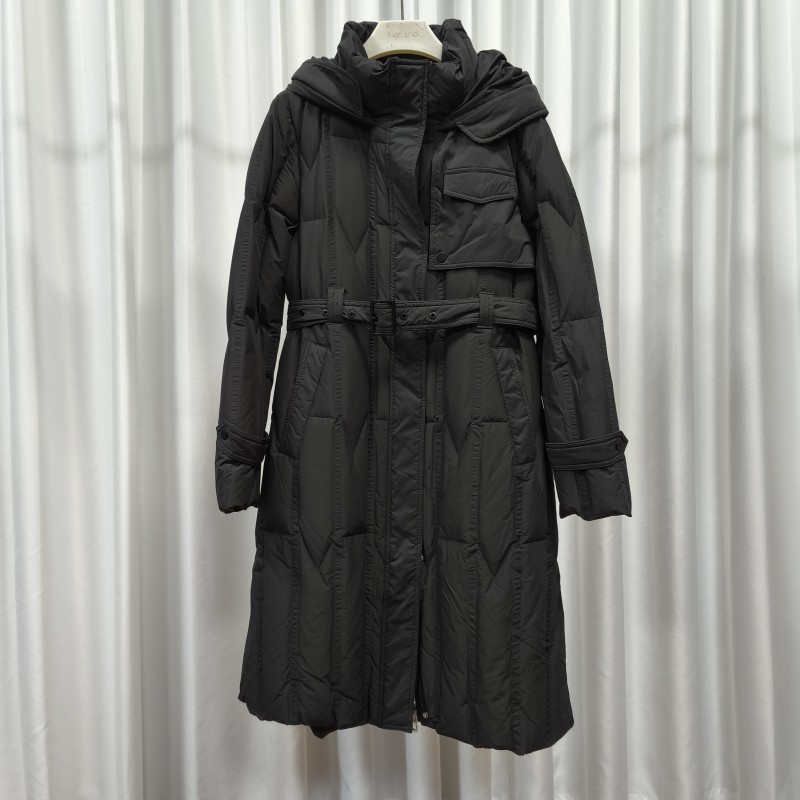 【三C・伊】S503-5  时尚秋冬连帽长款羽绒服黑色Y22410252Y00