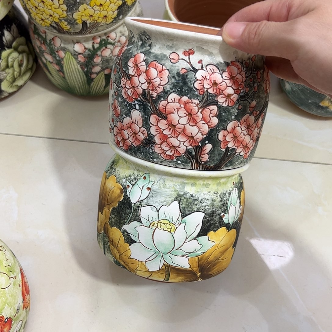 ****景德镇炫彩手绘景德镇陶瓷花盆