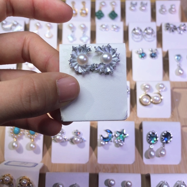 淡水珍珠耳饰银S925镶嵌