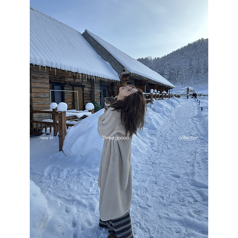 人造皮草 THREE GOOOD/三吉雪境奢调V领长环保毛仿皮草Y725Z20365