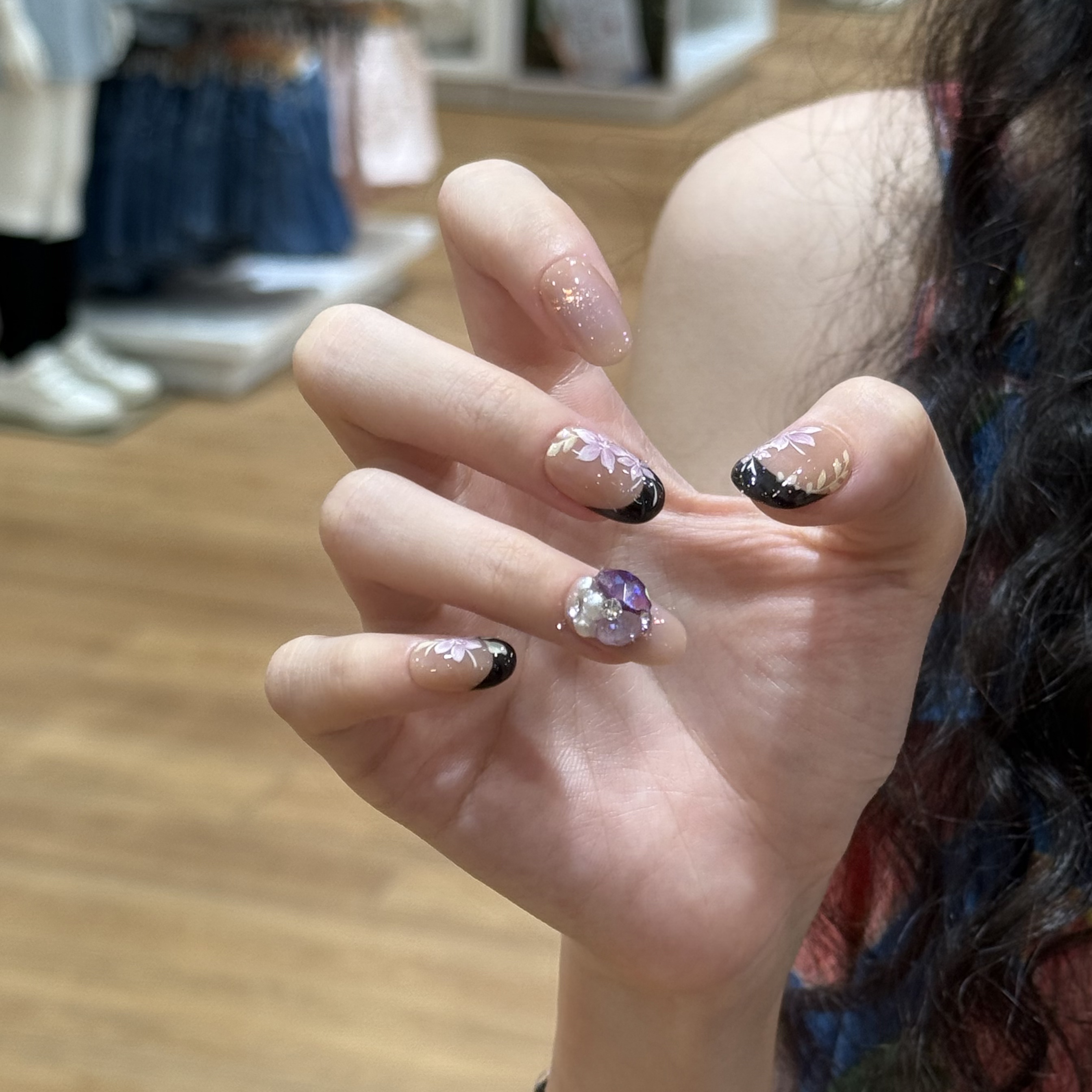 丹蜜琳 现货【九幽】 水彩手绘+华子  纯手工轻奢高级穿戴甲