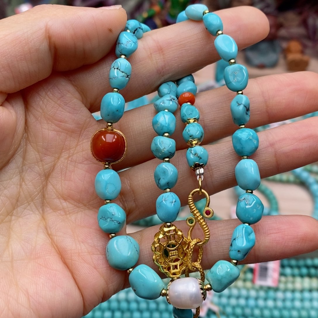 绿松石珠宝奇石银S925镶嵌