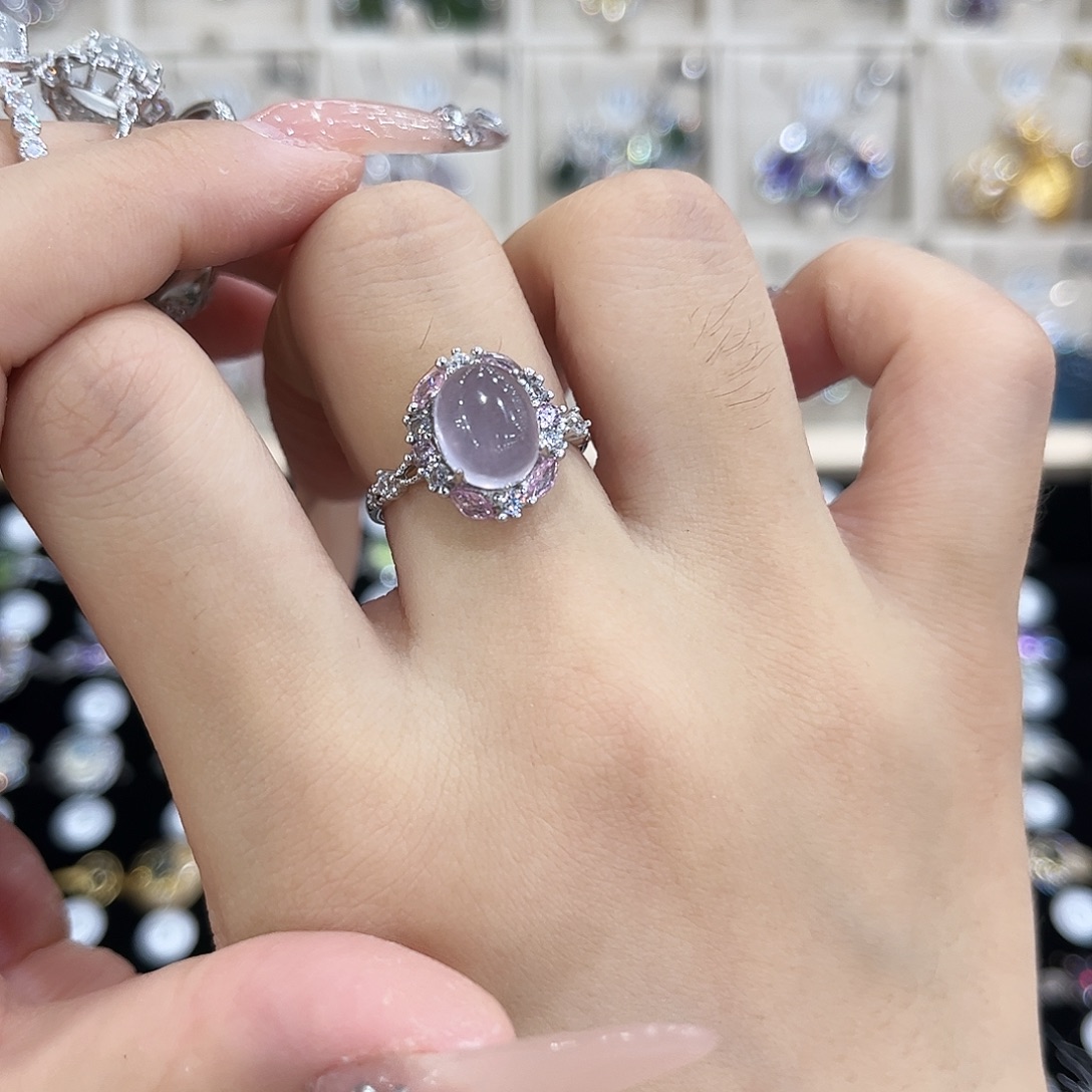 洛***篱银S925镶嵌萤石戒指