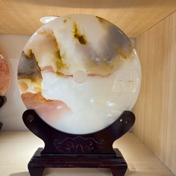 30公分红花平安扣新中式家居摆件（具有天然纹路纹理，介意者慎拍）