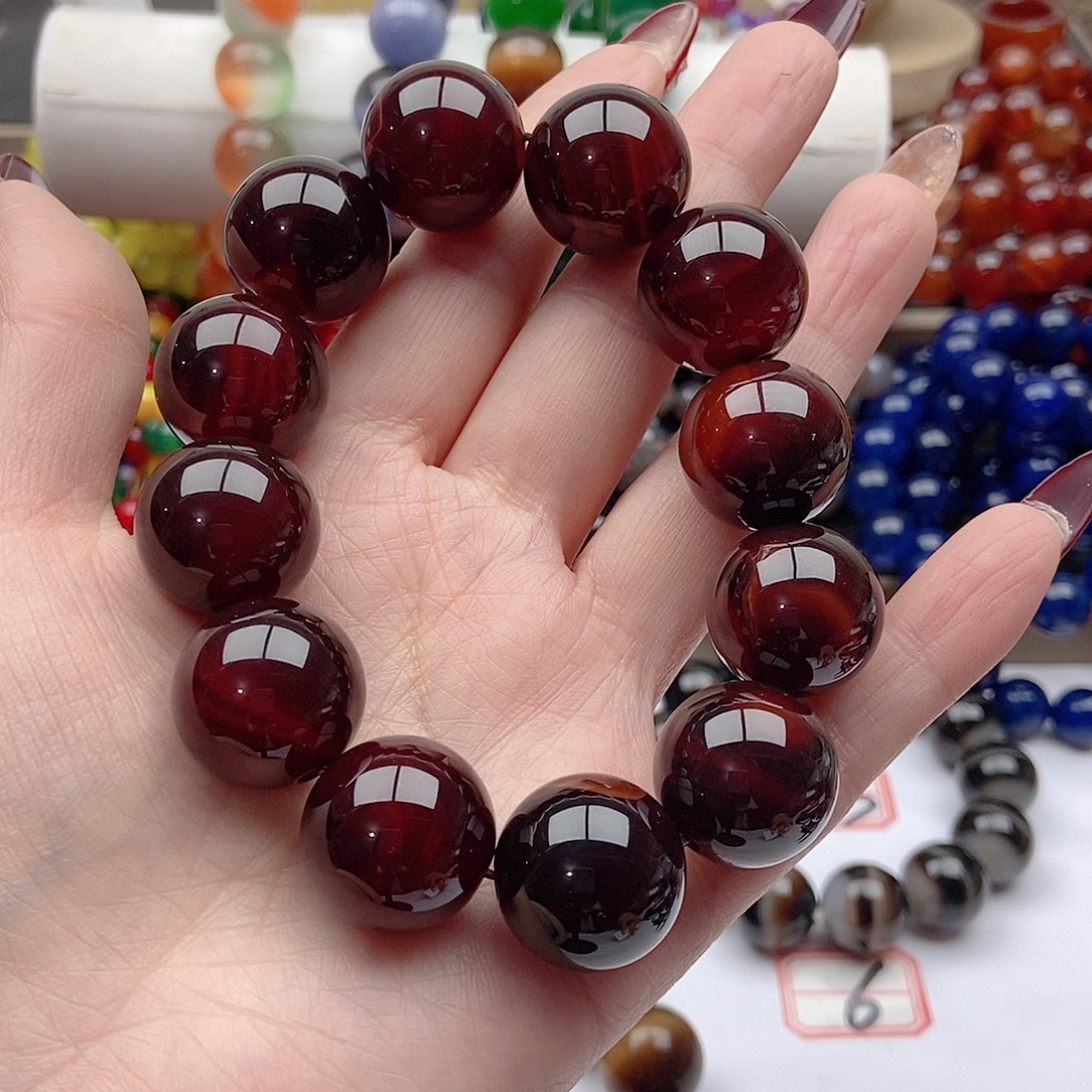 【闪购商品】玛瑙/玉髓手链未镶嵌红*