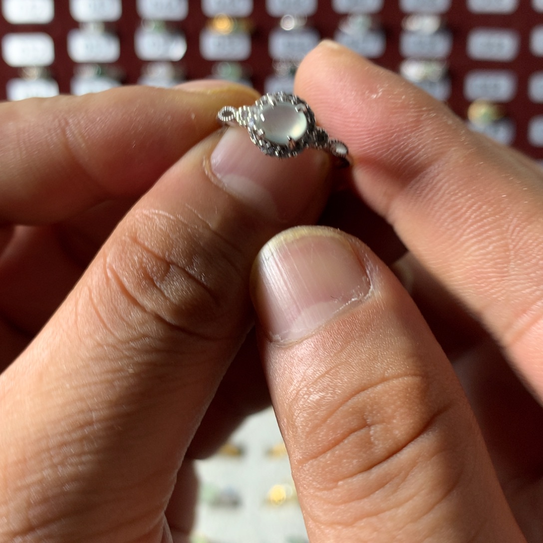 翡翠银S925镶嵌戒指270