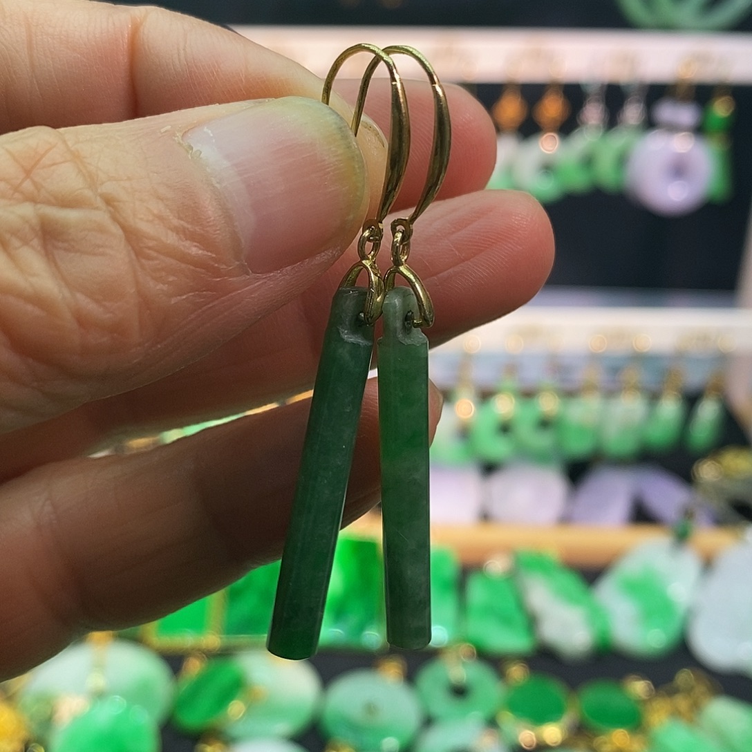 翡翠银S925镀金镶嵌吊坠(赠链)耳饰