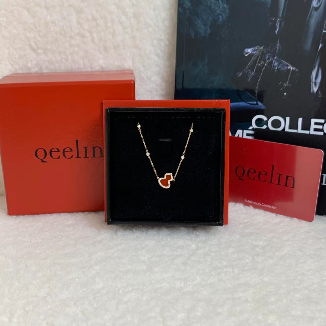 99新 Qeelin 壹臻楠楠/18k金红玛瑙四钻葫芦手链 77449456