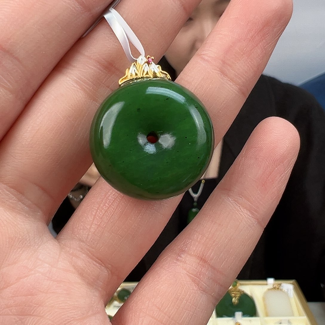 和田玉（碧玉）颈饰银S925镶嵌