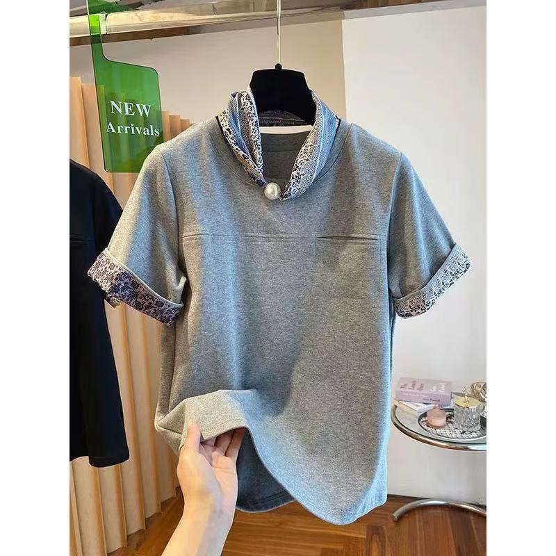时尚复古休闲短袖T恤570款 宽松显瘦气质百搭上衣