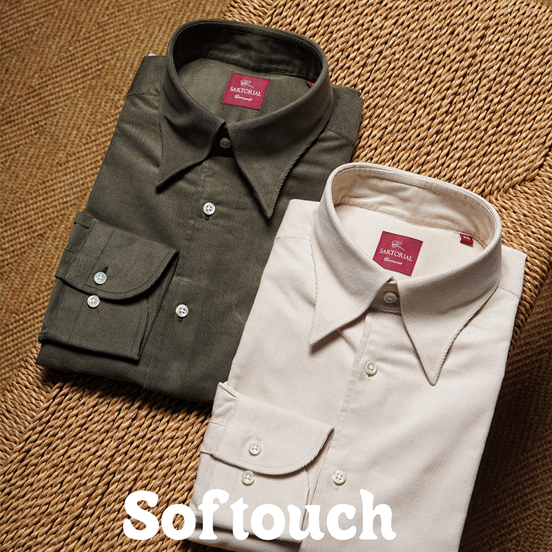 CM那不勒斯皇后纯色精梳棉21条灯芯绒休闲男士长袖衬衫485/496
