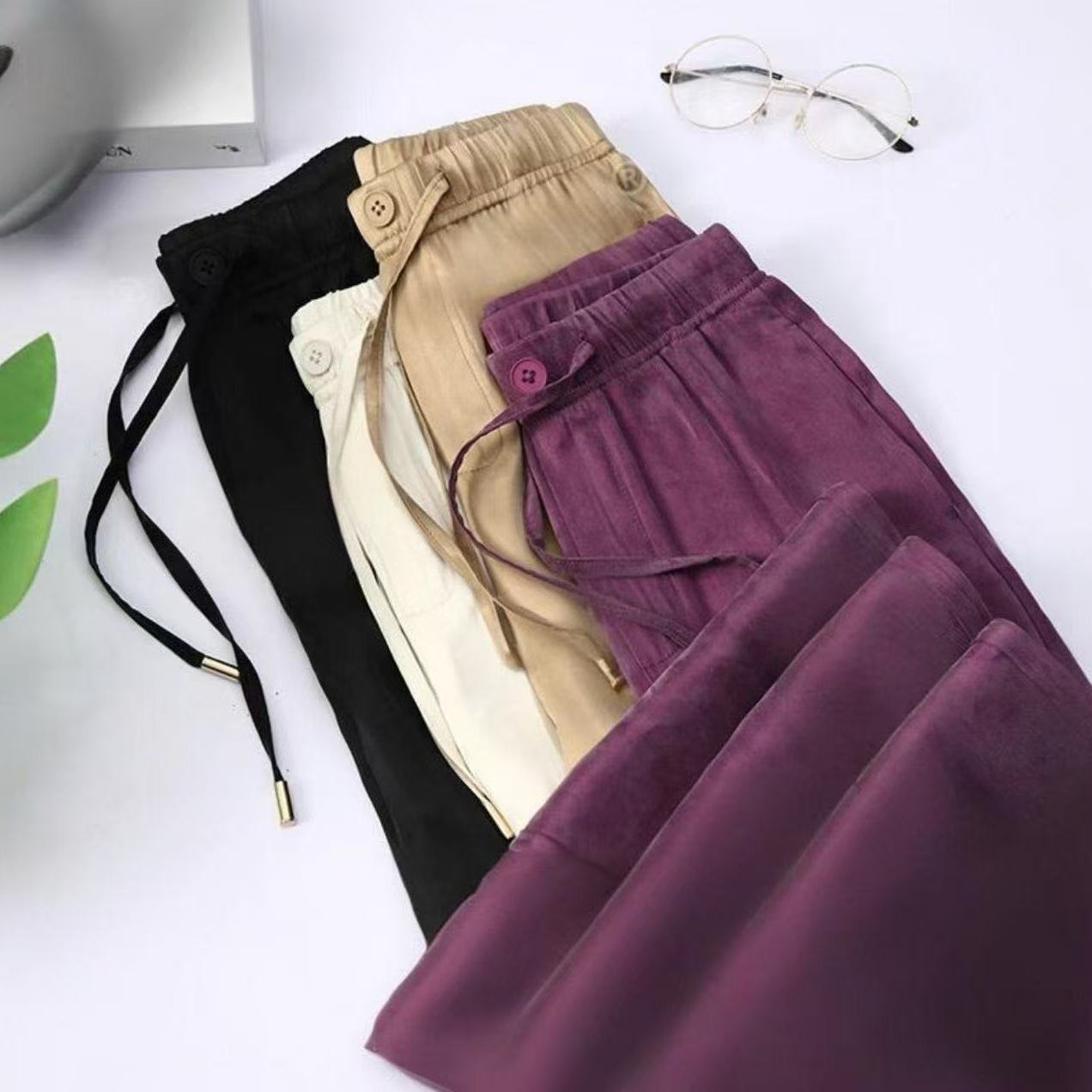 2025夏季新款薄款简约时尚直筒裤高腰宽松显瘦透气高级感女士裤子