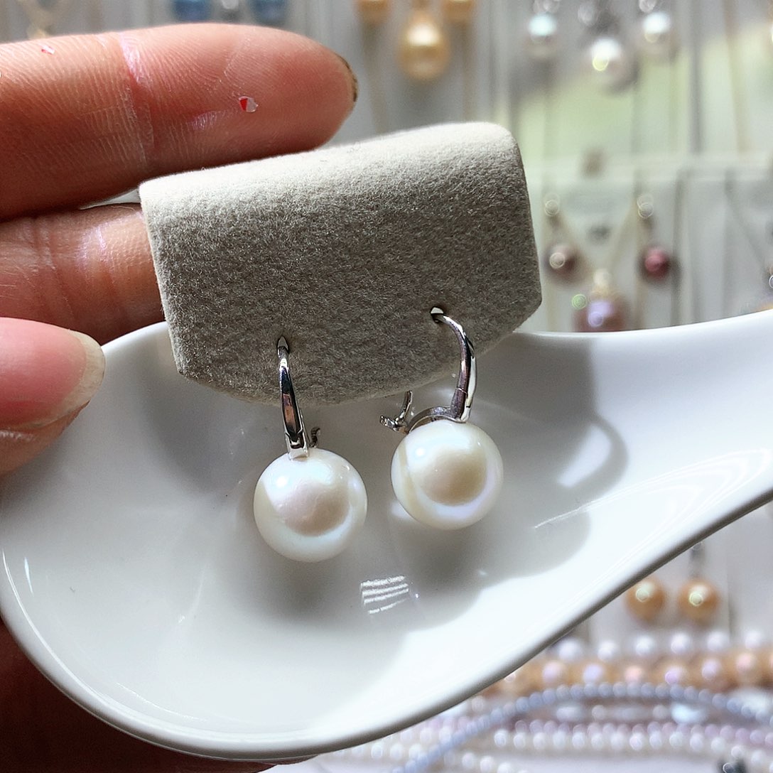 淡水珍珠耳饰银S925镶嵌