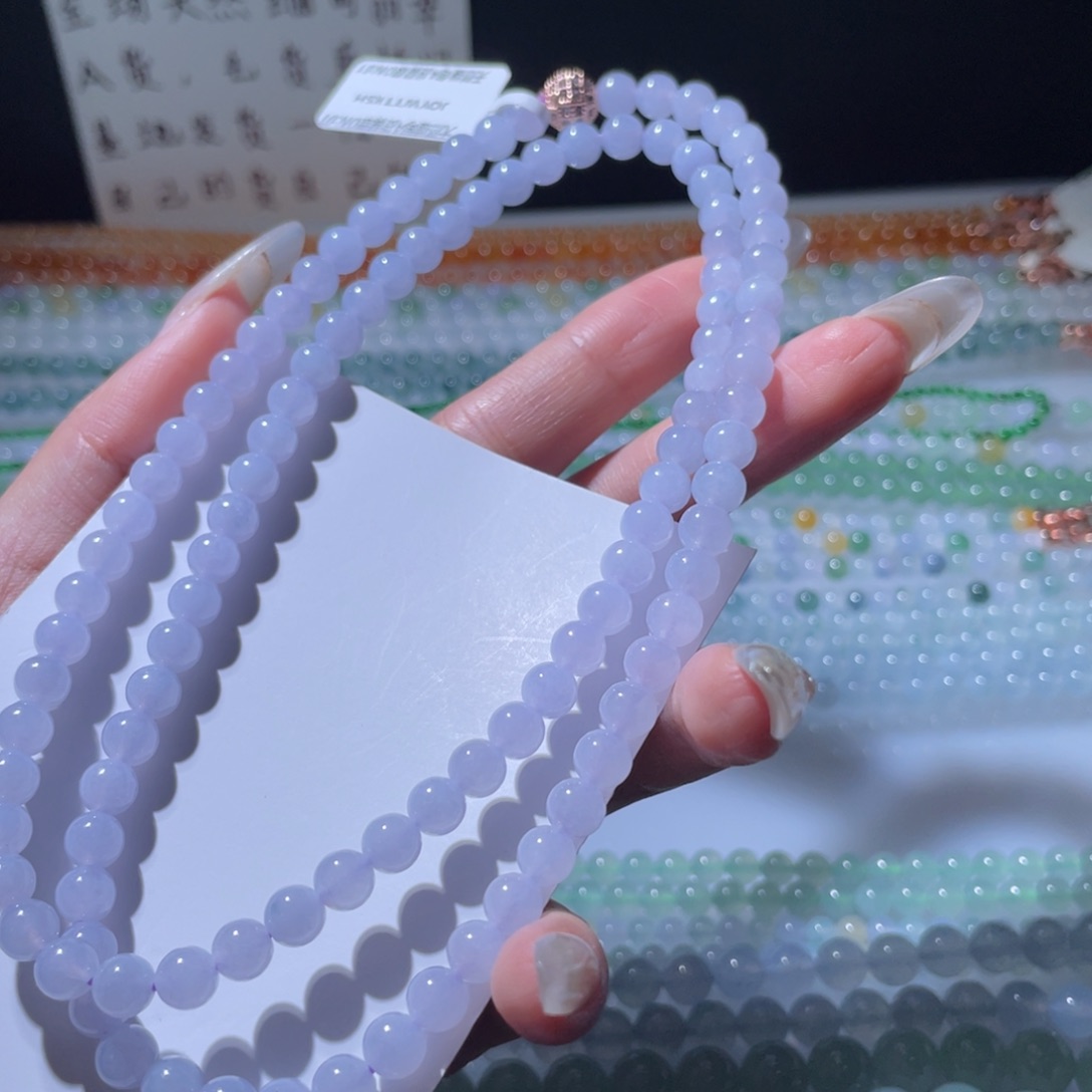 定制翡翠未镶嵌西***儿卡6紫珠链