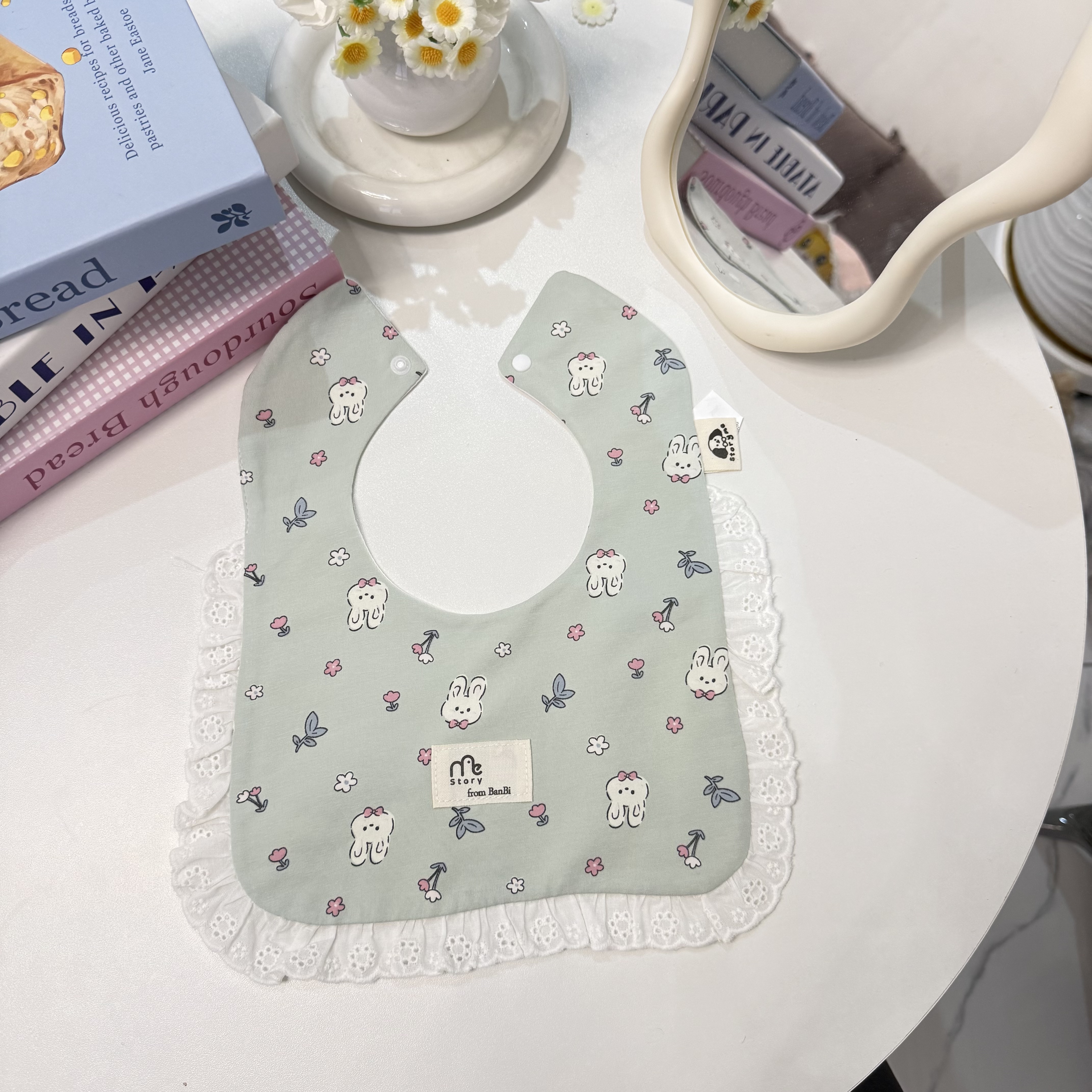 [070]高定高定婴儿口水巾花瓣围兜新生儿防吐奶柔软透气围嘴