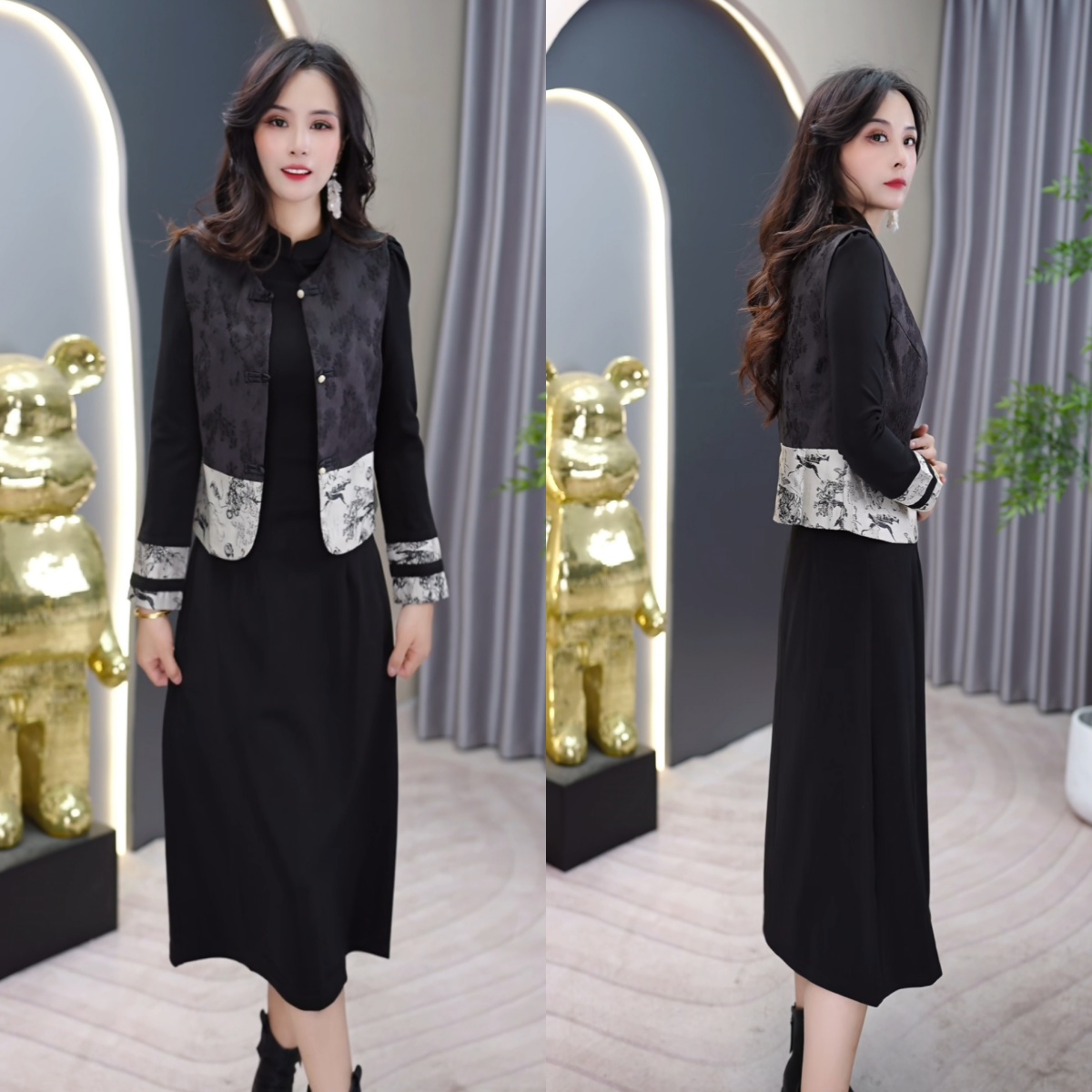 2025秋季新款显瘦法式优雅百搭收腰气质女人味时尚连衣裙长袖