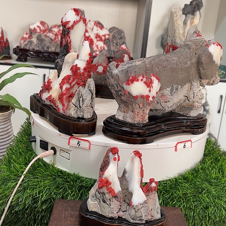 闲***人石材灵璧白灵石摆件