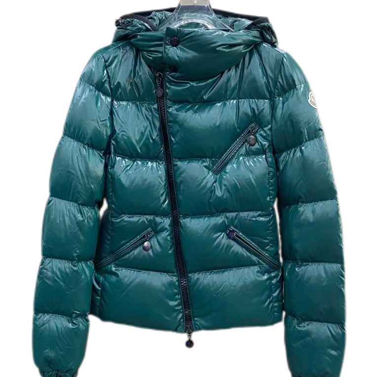 99新 MONCLER 000317 墨绿色尼龙亮面羽绒服 0码/98新