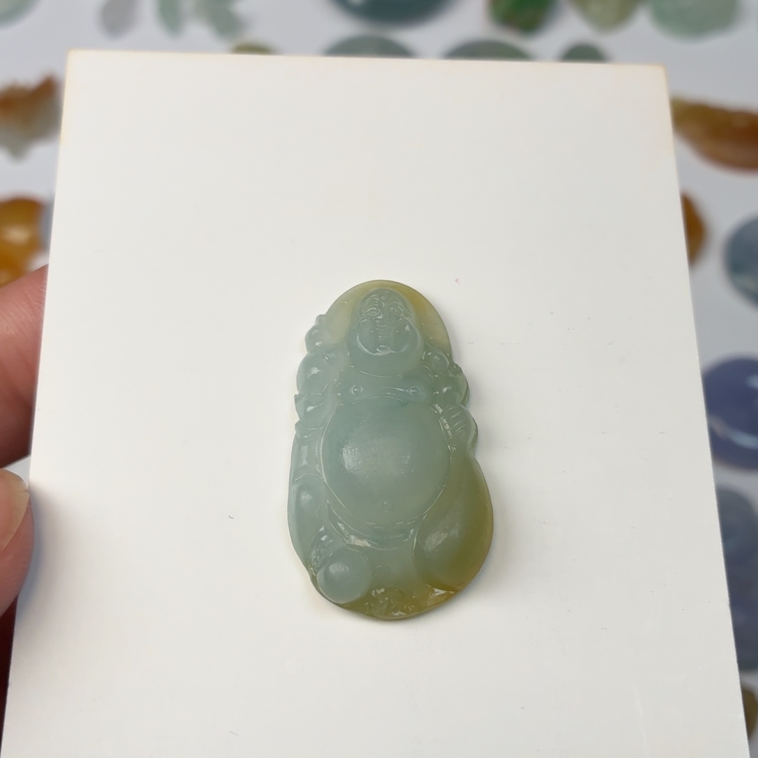 定制翡翠未镶嵌逍遥布袋佛