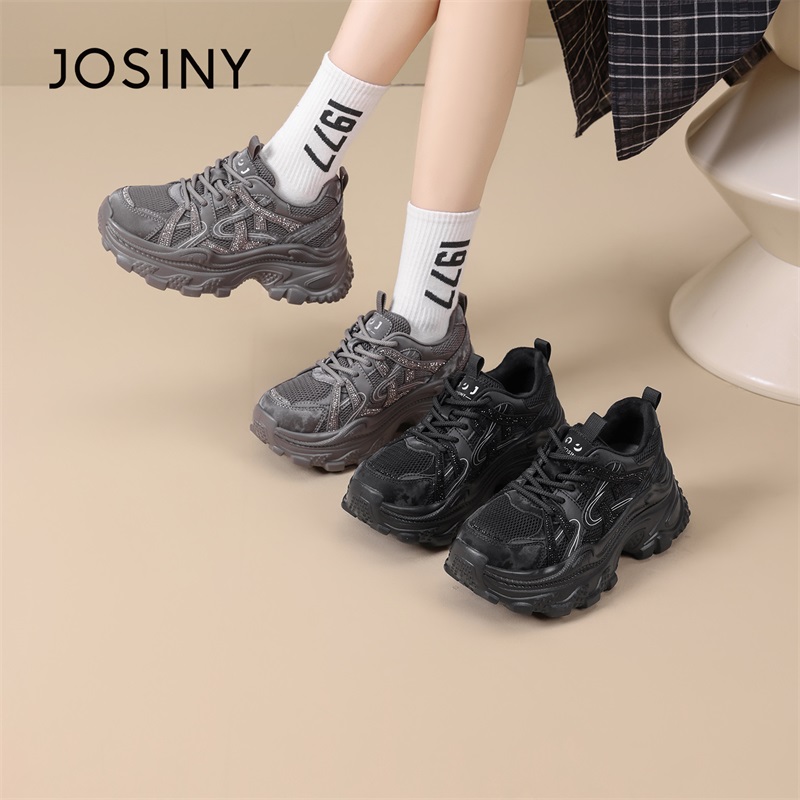 卓诗尼透气平跟增高时尚休闲鞋厚底鞋子百搭系带老爹鞋