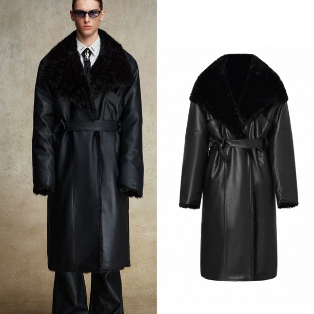 双面穿皮毛一体大翻领宽松廓形外套长款高级感皮草大衣ordudiordu