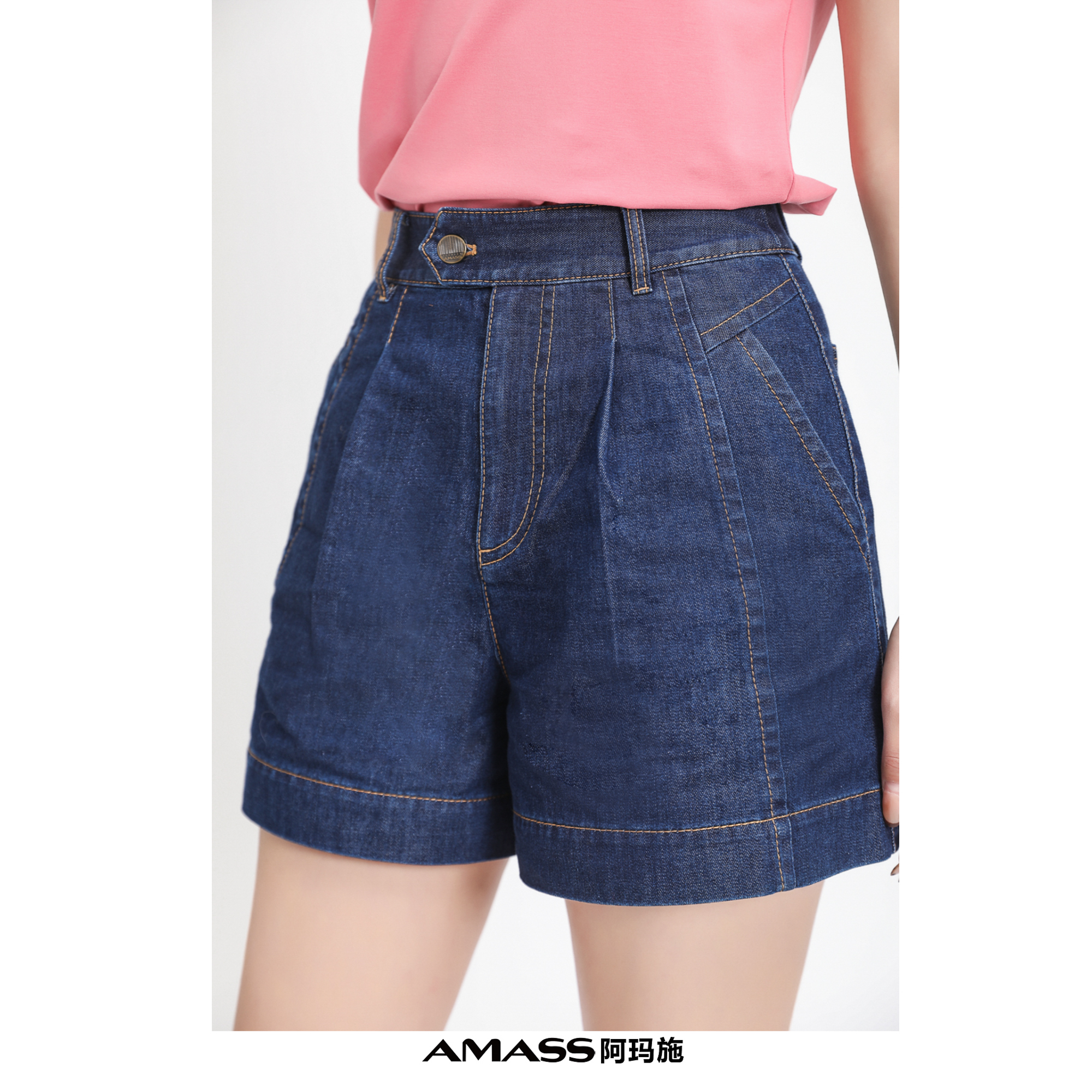 AMASS/阿玛施百搭时尚休闲丹宁风新款高腰显瘦牛仔夏日短裤510003