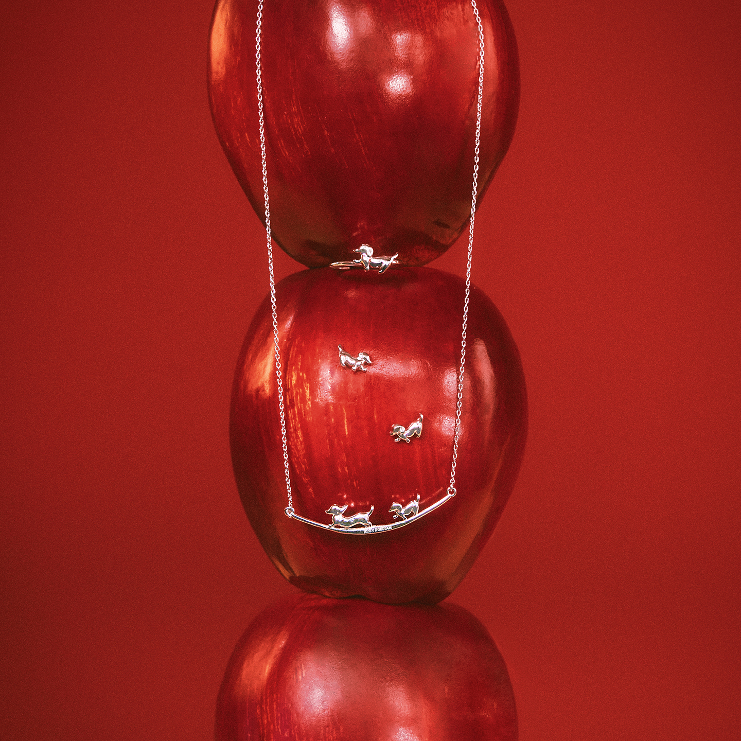 铜合金合成锆石耳饰 ROSYDOEDIAN并肩走走项链我们俩耳钉靠一下